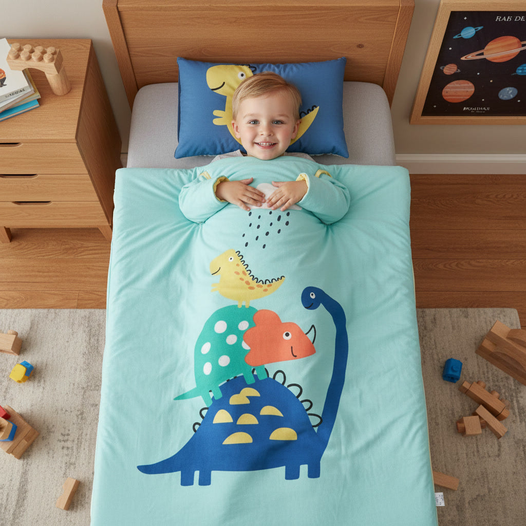 3 во 1 јорган/вреќа за спиење со ракави + перниче Dino 90х150 цм