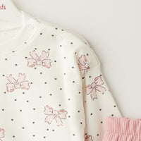 2 Делен комплет блуза со панделки и траперки