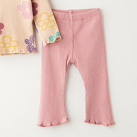 Комплет блуза со цветови и траперки со трака за коса