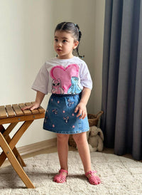Stitch & Angel комплет маичка и џинс сукња пантолон