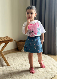 Stitch & Angel комплет маичка и џинс сукња пантолон