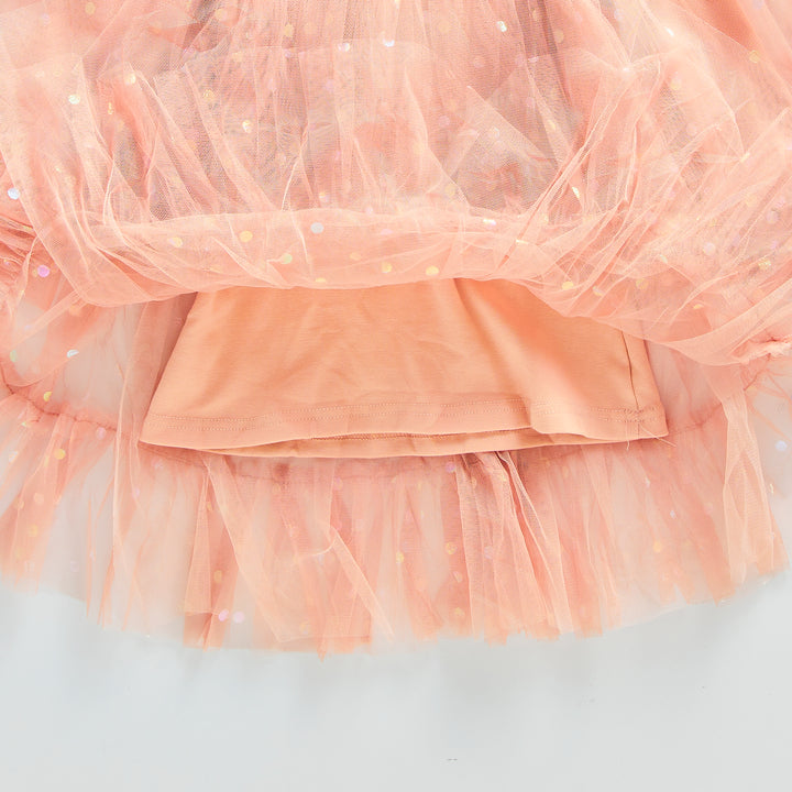 Розов Фустан со Тул- Долги Ракави