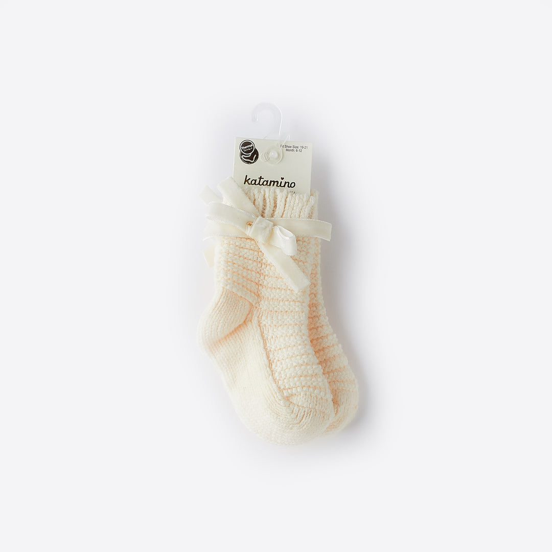 Плетени Бебешки Чорапи - Панделка
