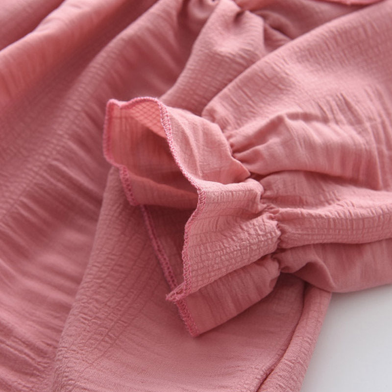 Розов Фустан со Фарбели на Долги Ракави