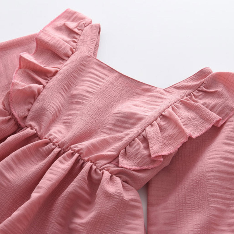 Розов Фустан со Фарбели на Долги Ракави
