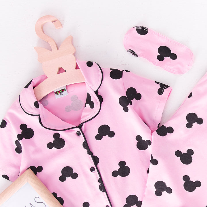 Комплет Пижами за девојчиња - Мина Розеви со кратки ракави