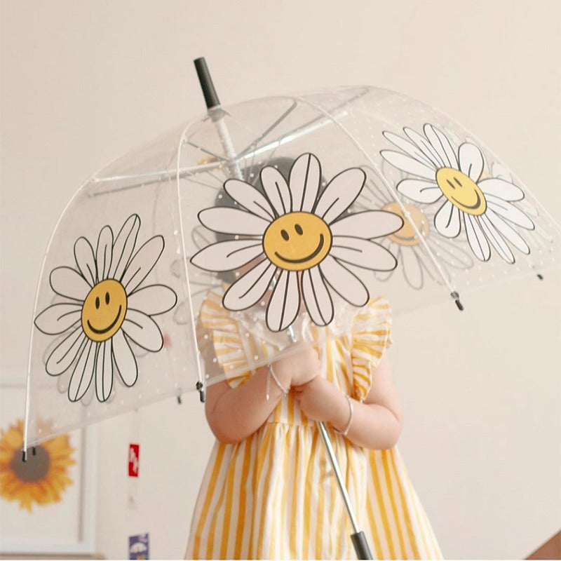 Транспарентен Детски Чадор за Дожд со Цветови