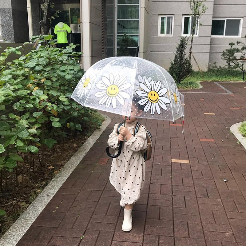 Транспарентен Детски Чадор за Дожд со Цветови